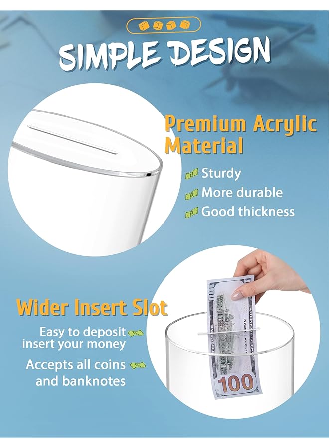 erorex Clear Acrylic Piggy Bank For Adults Kids Clear Money Saving Jar Must Break To Open Unopenable Piggy Bank For Cash Coins 8 Inch H X 5 Inch Diameter - Image 5