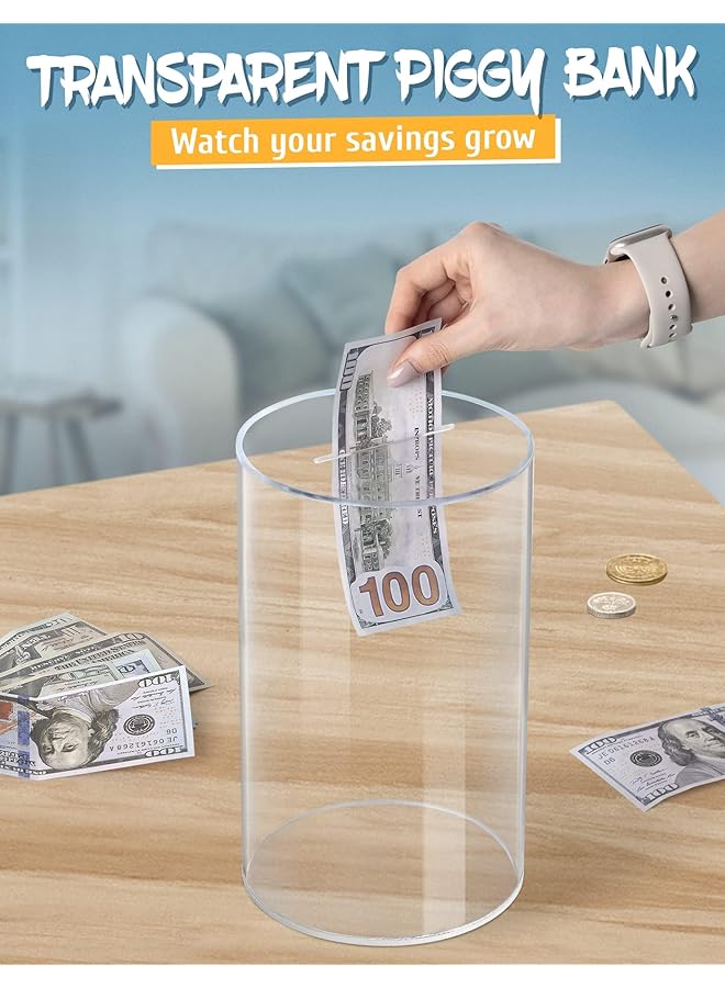 erorex Clear Acrylic Piggy Bank For Adults Kids Clear Money Saving Jar Must Break To Open Unopenable Piggy Bank For Cash Coins 8 Inch H X 5 Inch Diameter - Image 3