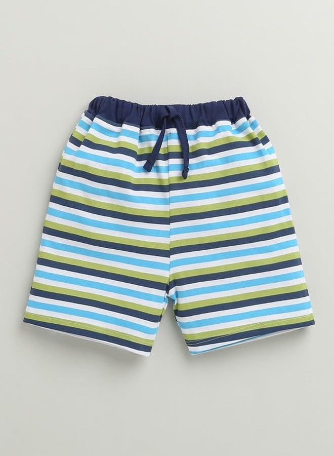 BUMZEE شورتات قطنية للأولاد من BUMZEE بطول فوق الركبة، عبوة من قطعتين، أخضر ومتعدد الألوان - 18-24 شهرًا (Peb10368E-grn) - Image 4