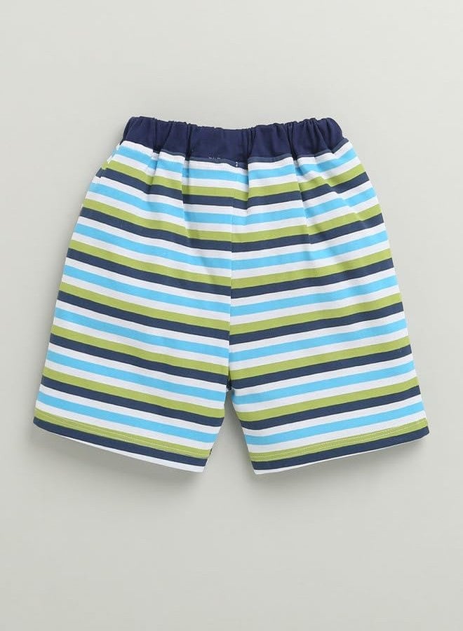 BUMZEE شورتات قطنية للأولاد من BUMZEE بطول فوق الركبة، عبوة من قطعتين، أخضر ومتعدد الألوان - 18-24 شهرًا (Peb10368E-grn) - Image 5