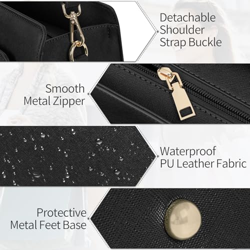 GMAK Laptop Tote Bag for Women, Office Work Bag Briefcase for 15.6 inch Laptop, PU Leather Teacher Tote Bag Large Capacity Waterproof Computer Bags Teacher Handbag for Commute Office Travel, Black - Image 5