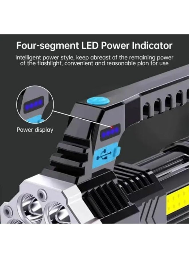 Rechargeable LED Flashlight – High/Low/Strobe/Side Light, Ultra-Bright White Long-Range Beam, Durable ABS Body - Image 4