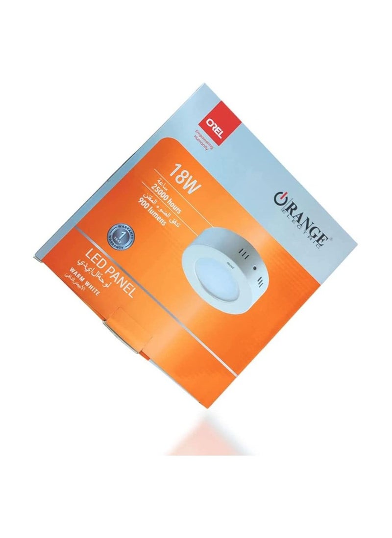 RACO - RACO Orange Electric 18w Led Panal Celing Surface Light Round warm white 3000k - Image 1