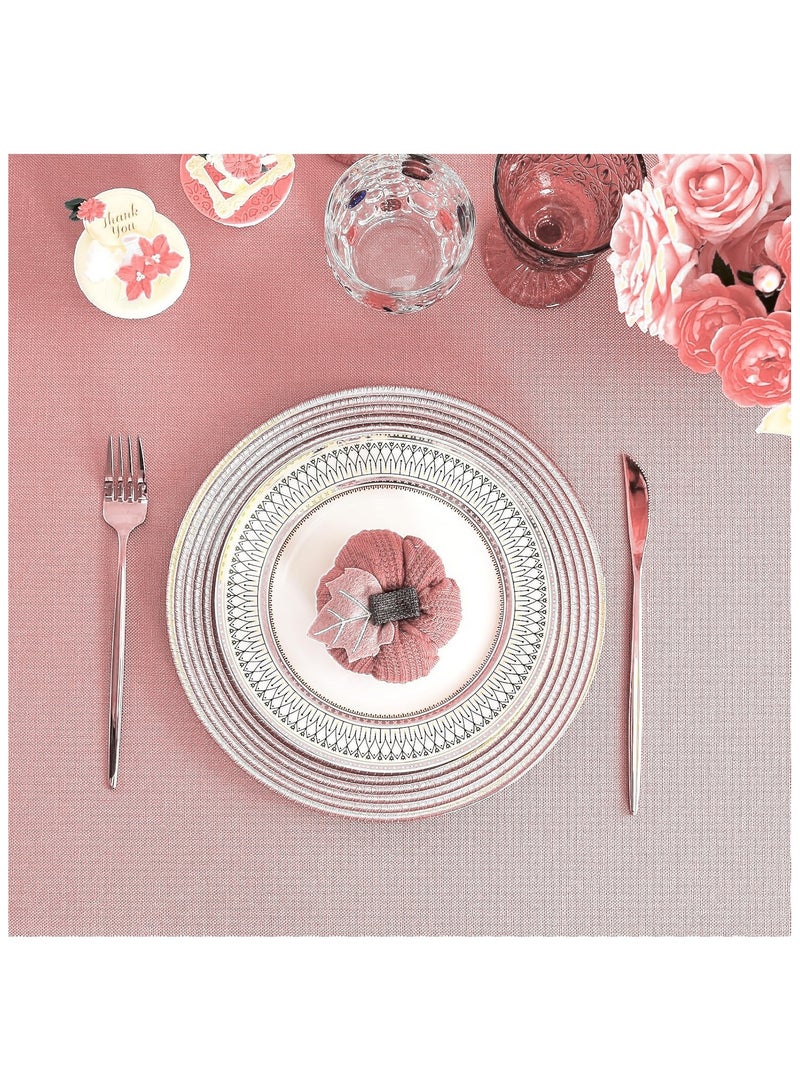 Anna 90*140cm Easy-Clean Waterproof Oil-Proof Faux Linen Tassel Lace Tablecloth - Image 3