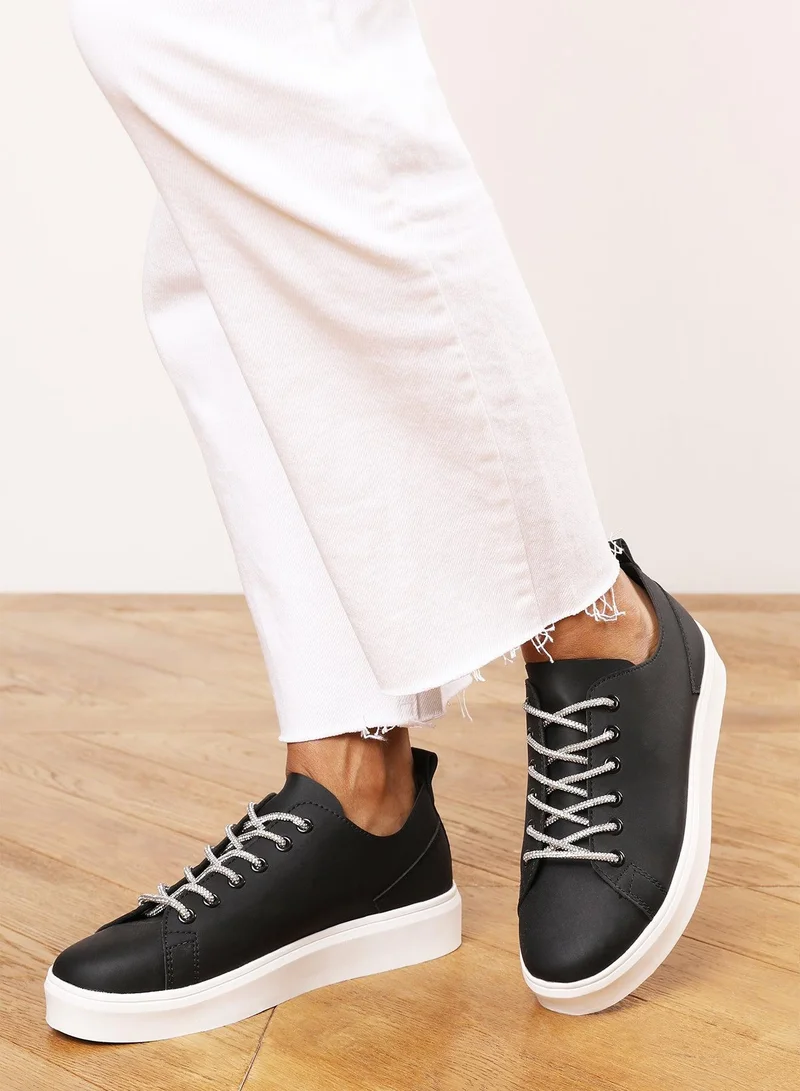 Where's That From 'Florina' Low Wedge Trainer with Lace up detail