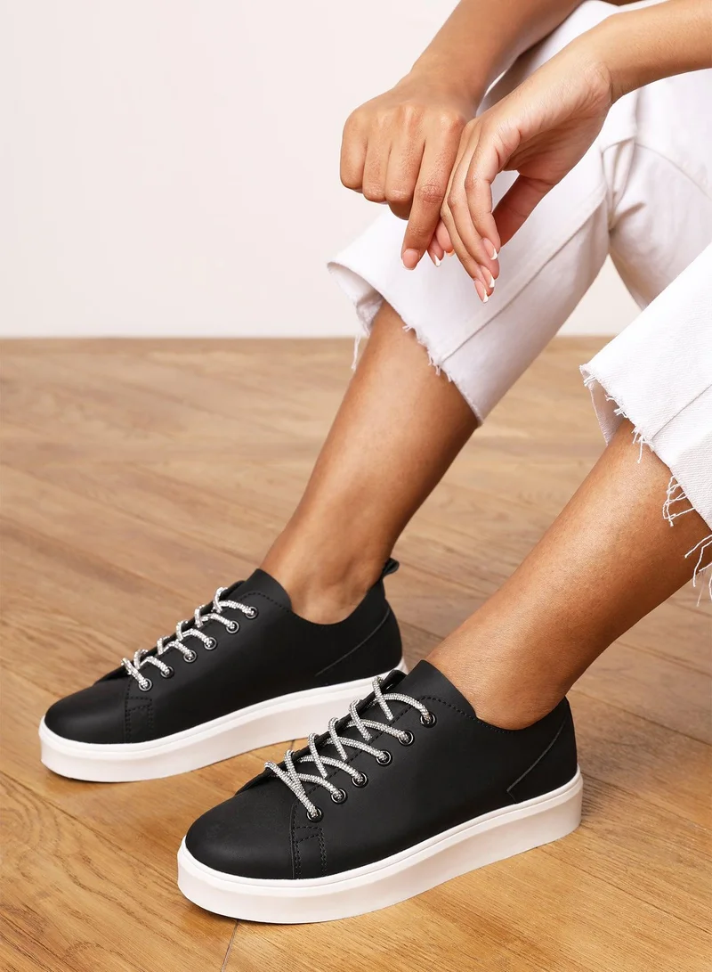 Where's That From 'Florina' Low Wedge Trainer with Lace up detail
