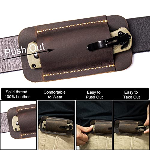 Topstache Leather Knife Sheath, Handmade Knife Holster, Horizontal Carry Leather Sheath for Belt, EDC Pocket Organizer for Men,Size S,Darkbrown - Image 5