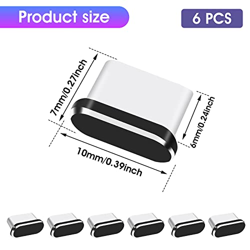 WLLHYF USB Type C Anti Dust Plugs, 6 PCS USB C Port Plug Dust Cover Type-C Port Caps Protectors for Most Smartphones and Micro USB Android Models Charging Port Speaker Anti Dust Protection Cover Kit - Image 2