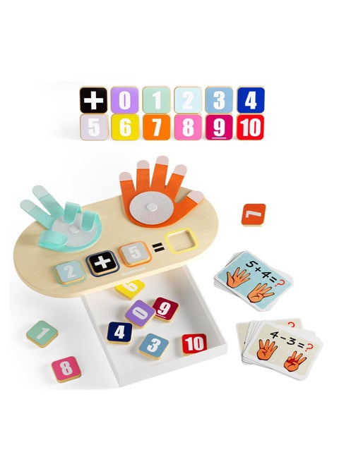 Educational Learning Number Toy for Toddler, Finger Counting Math Toys, Wood Blocks Puzzle Board Set for Toddler Preschool Kids, for early childhood teaching