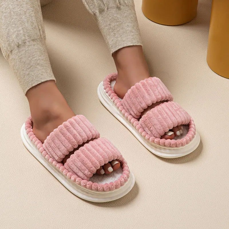 Y&D Household Wool slippers Wear Thick-soled Cotton slippers Outside Indoor Warm Opening Sandals for Women and Girls - Image 2