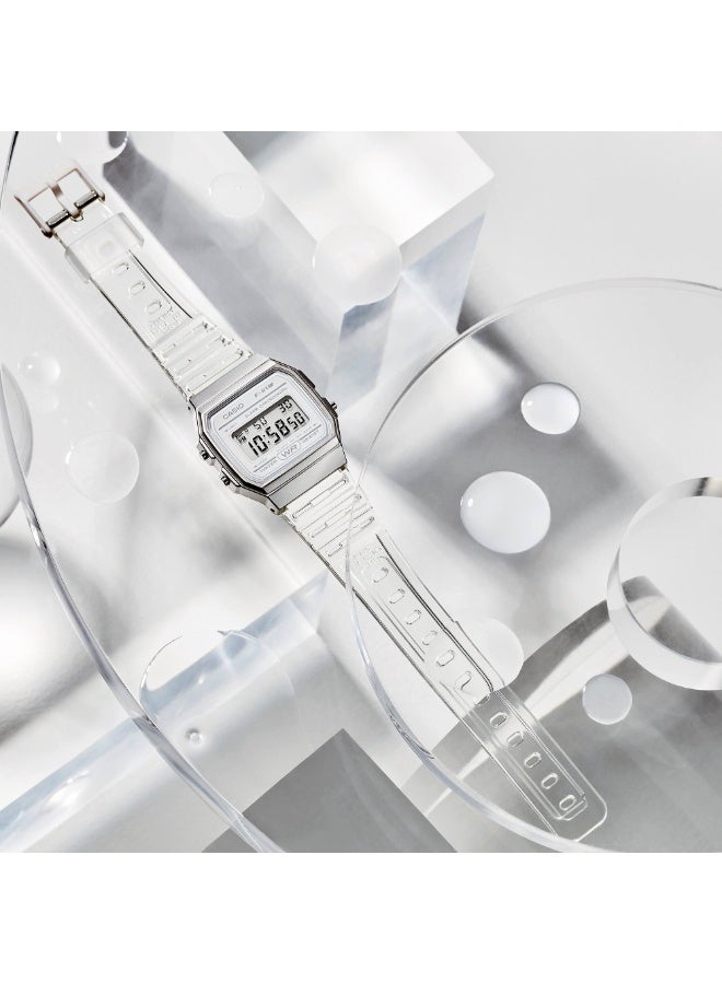 كاسيو ساعة كاسيو F‑91WS‑7 رقمية للجنسين، بسوار شفاف من الراتنج، إضاءة خلفية LED خضراء - Image 3