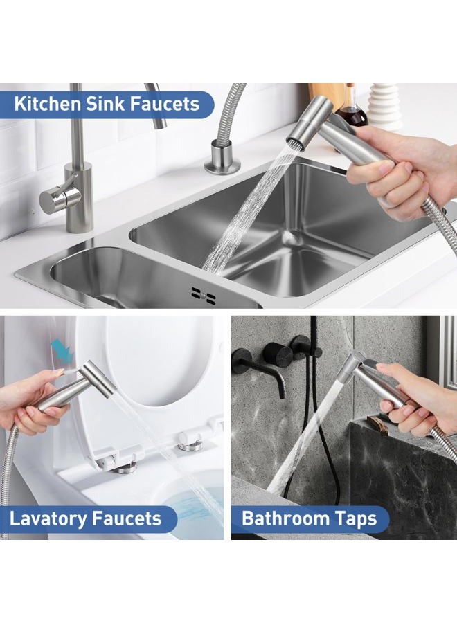 YARNOW Stainless Steel Kitchen Sink Sprayer Replacement, Pull Out Spray Head with 1.5M Hose, Universal Faucet Attachment for Home Use, Silver - Image 5