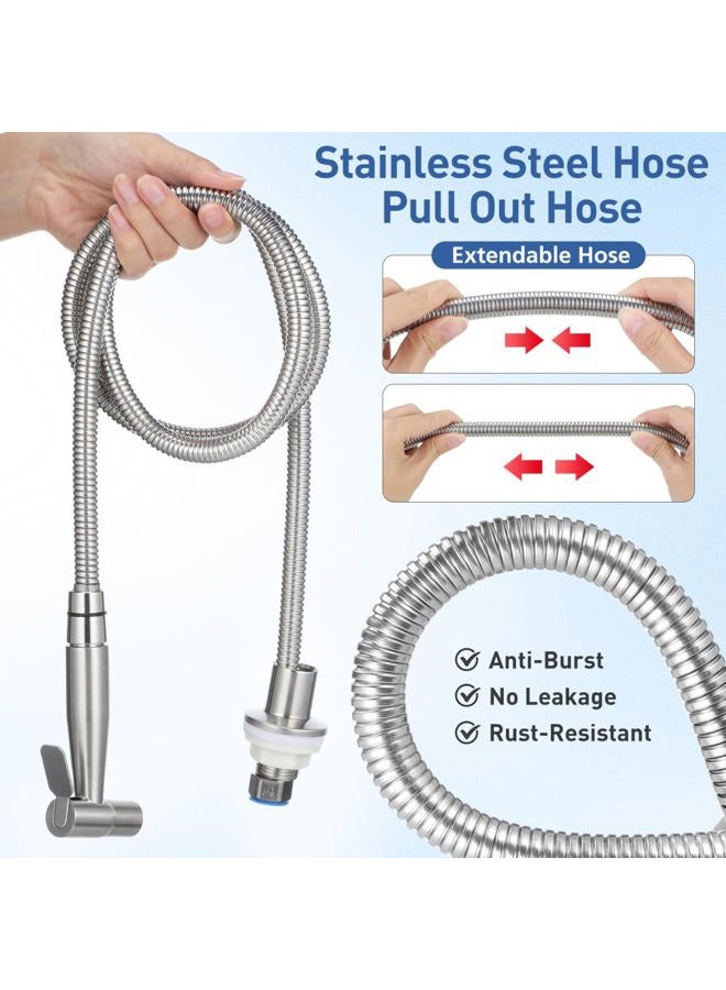 YARNOW Stainless Steel Kitchen Sink Sprayer Replacement, Pull Out Spray Head with 1.5M Hose, Universal Faucet Attachment for Home Use, Silver - Image 4