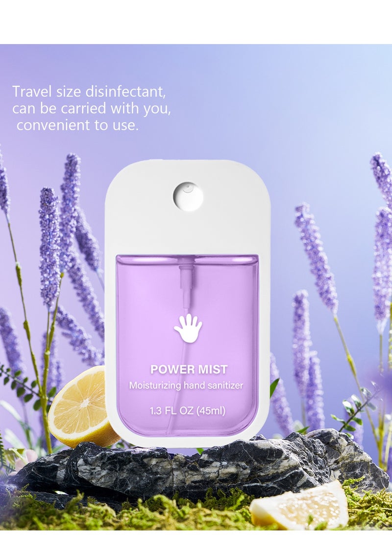 باور بخاخ مطهر يدين مرطب للبالغين والأطفال، بخاخ مطهر يدين بحجم السفر، بخاخ مطهر يدين مرطب للبالغين، مطهر يدين بخاخ باور ميست 45 مل (لافندر) - Image 2
