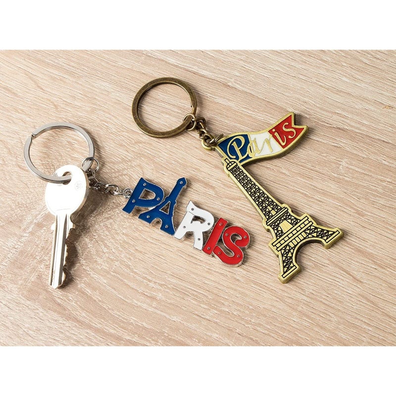 Juvale Juvale 6 Pack Paris Keychain, France Souvenir Gift, Eiffel Tower, French Flag, and Arc de Triomphe Metal Key Rings, Ideal Paris Souvenirs from France, Silver/Bronze  - Image 3