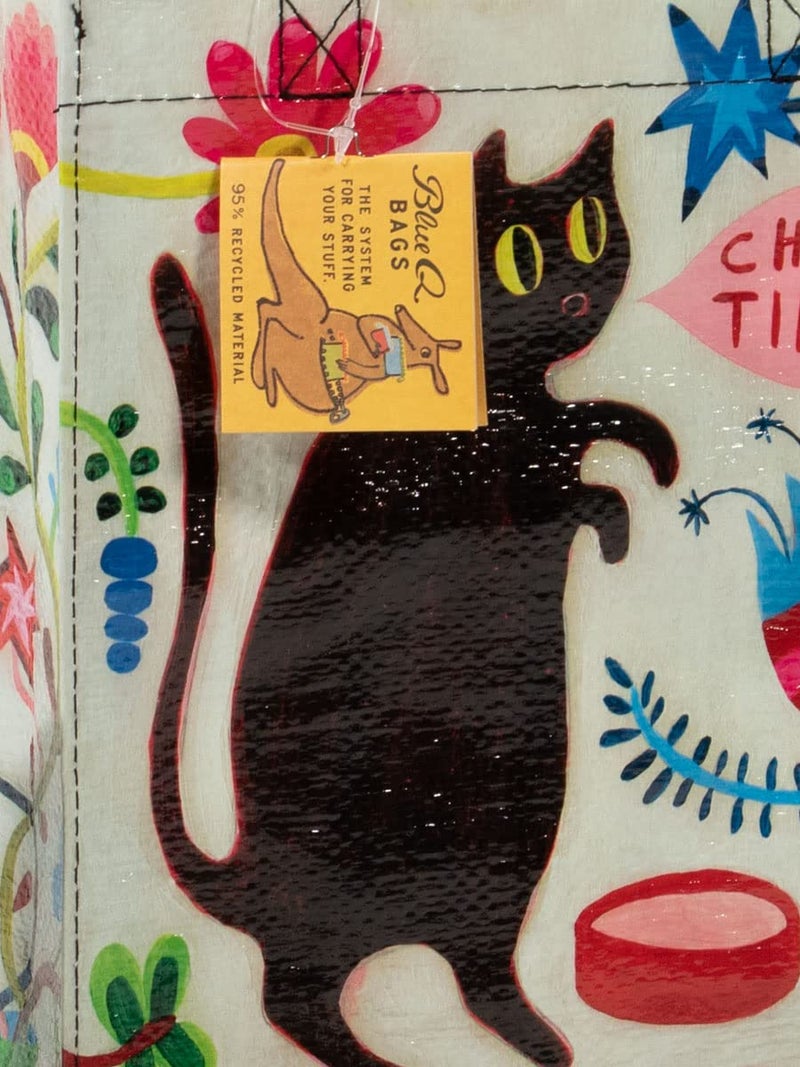 Blue Q Handy Tote Bag - Kitty Says It's Chow Time - Recycled & Reusable Sturdy Canvas Shopping Bag with Quirky Art and Handles, 95% Recycled Material, Ideal Gift and Lunch bag 10" h x 8.5" w x 4.5" d - Image 5