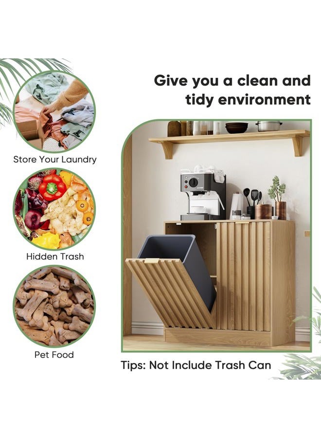 Smuxee Double Tilt Out Laundry Hamper Cabinet, Hidden Laundry Cabinet with Double Baskets, Natural Trash Can with Fluted Doors for Bathroom, Kitchen - Image 5