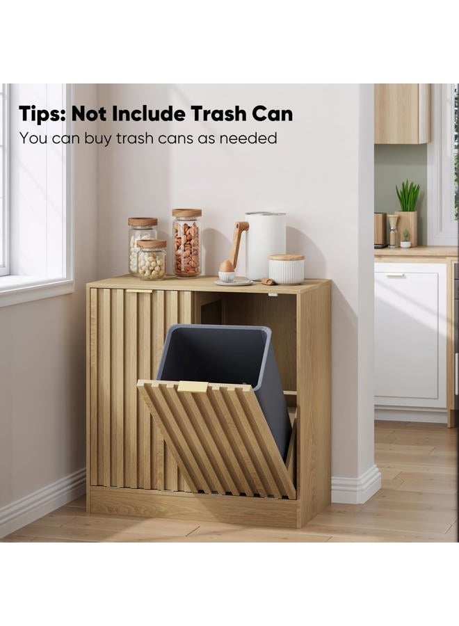 Smuxee Double Tilt Out Laundry Hamper Cabinet, Hidden Laundry Cabinet with Double Baskets, Natural Trash Can with Fluted Doors for Bathroom, Kitchen - Image 2