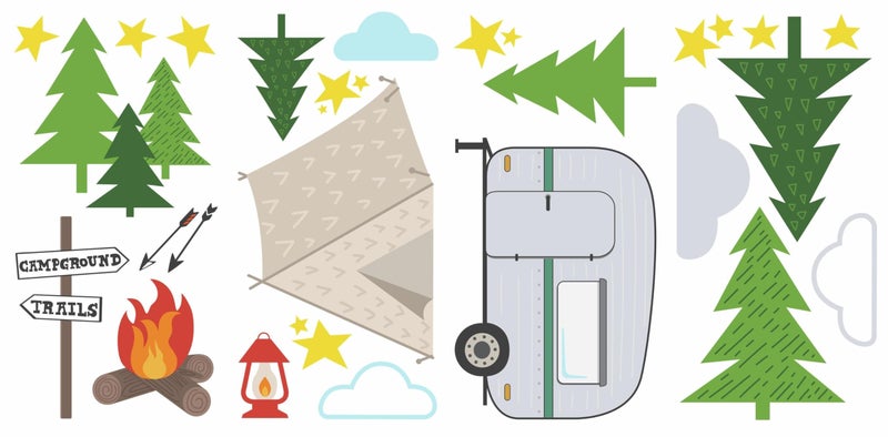 RoomMates RMK3642SCS Camping Peel and Stick Wall Decals