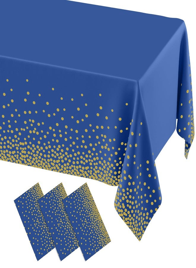 misaya 3 Packs Dot Disposable Table Cloth, 54 x 108 Inch Waterproof Plastic Tablecloth, Rectangle Gold Dots in Navy Table Covers for Picnic, Birthday, Party - Image 1