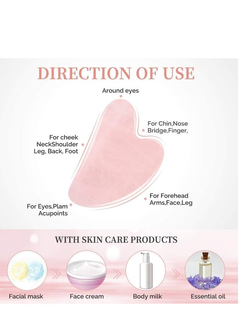 Generic Rose Quartz Gua Sha Tool - Facial Microcirculation Massager, Promotes Blood Circulation, Anti-Aging, Wrinkle Reduction, Suitable for All Skin Types  - Image 5