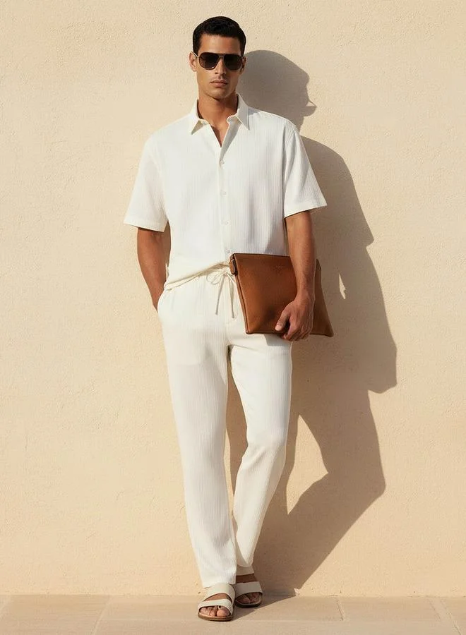 ايكونيك Iconic Men Regular Fit Crinkled Casual Pants