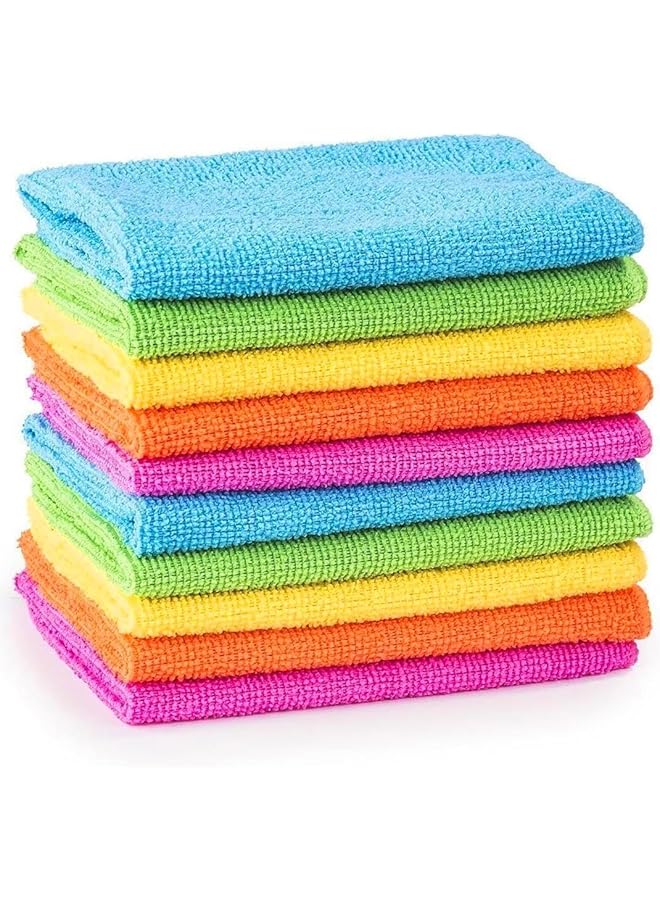 promass (10) - promass 10/20/30/40/50 Microfibre Cleaning Cloths Dusters Car Bathroom Polish Towels (10), Multi-coloured - Image 1