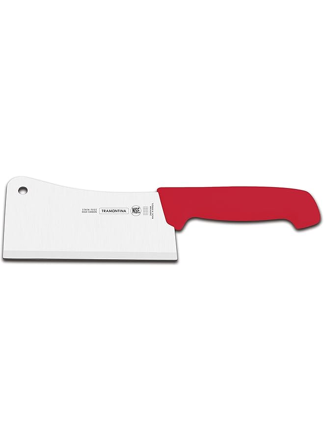TRAMONTINA Professional Master 10 Inches Cleaver Knife With Stainless Steel Blade And Red Polypropylene Handle With Antimicrobial Protection