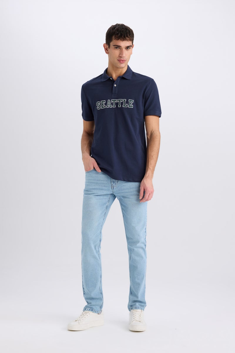 DeFacto Blue Man Regular Fit Polo Collar Short Sleeve Polo T-Shirt Casual - Image 2