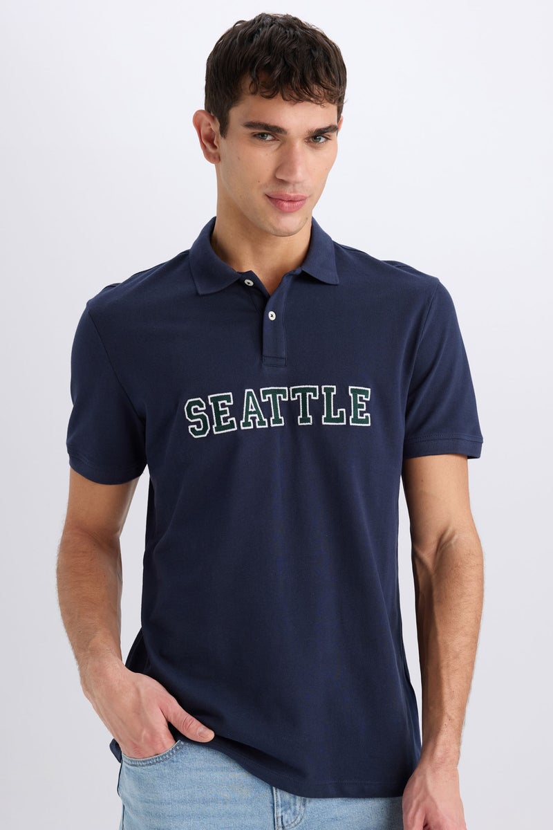 DeFacto Blue Man Regular Fit Polo Collar Short Sleeve Polo T-Shirt Casual - Image 1