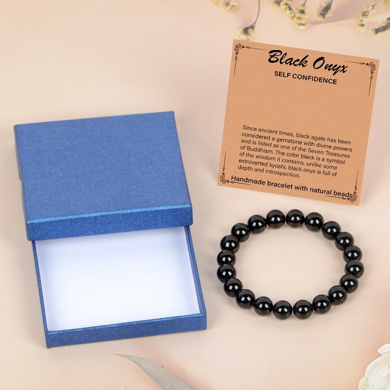 LPBeads أساور مرنة يدوية من حبات الأحجار الكريمة الطبيعية من ، خرز دائري من البلورات العلاجية، هدايا مجوهرات للنساء والرجال - Image 2