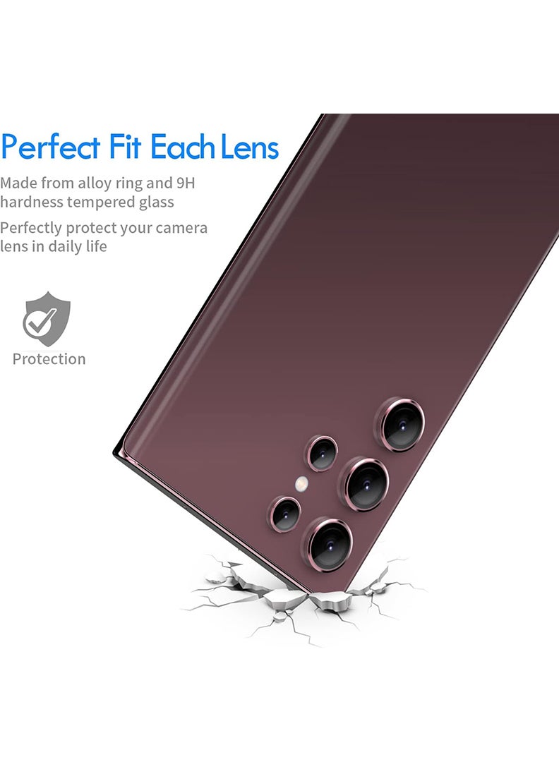 Theodor S22 Ultra 5 Pcs Camera Lens Protector With 9H Tempered HD Glass Camera Cover Anti Scratch Aluminum Alloy Camera Ring, Burgundy - Image 5
