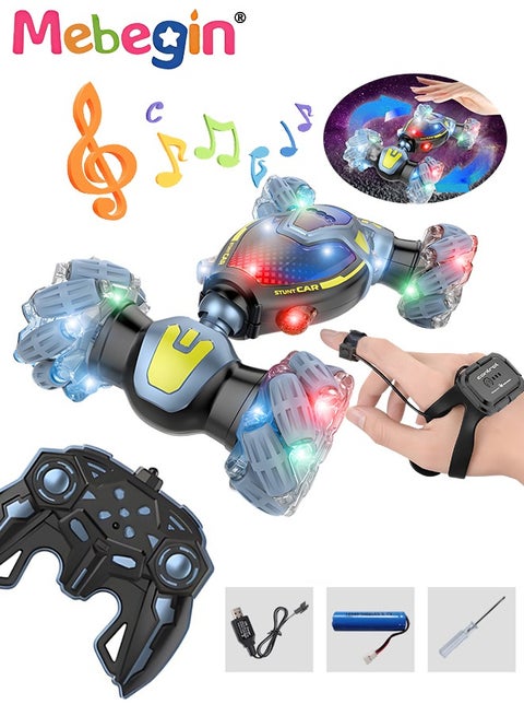 Remote Control Car Toy for Boys Girls 2.4 GHz Double Side Radio Control Drift Race Car Gesture Induction Luminous Music Drift Off-road Climbing Car