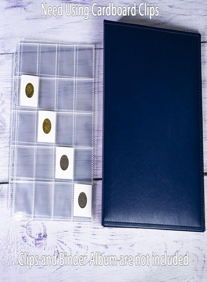 BYSTER 30 Pack 600 Pockets 2x2” Coin Flip Sleeves, Heavy Duty Stamp Collection Pages for 3 Ring Binder, 20 Pocket Photo Slide Flips Organizer Sheet, Top Loading Clear Cardboard Coin Holder Sleeves - Image 3