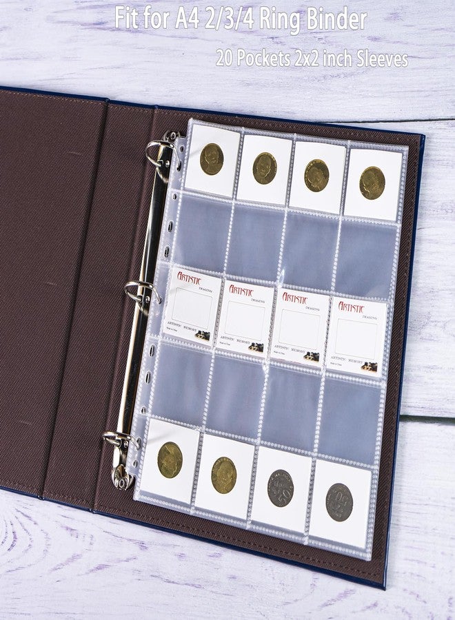 BYSTER 30 Pack 600 Pockets 2x2” Coin Flip Sleeves, Heavy Duty Stamp Collection Pages for 3 Ring Binder, 20 Pocket Photo Slide Flips Organizer Sheet, Top Loading Clear Cardboard Coin Holder Sleeves - Image 4
