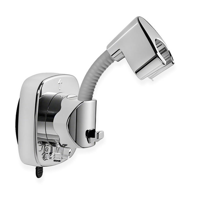SUCTION CUP HANDHELD SHOWER HEAD HOLDER REUSABLE 360 SWIVEL ADJUSTABLE WALL MOUNT SHOWER WAND HOLDER CHROME FINISH