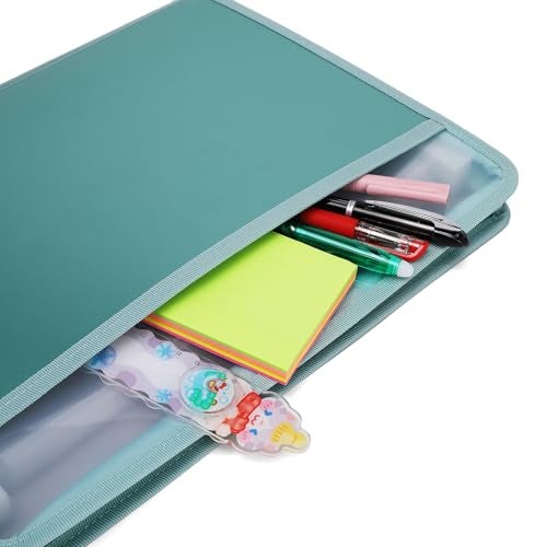 Neomate 13-Pocket Expanding File Folder with Sticky Labels | A4/Letter Size Accordion Organizer with Zipper Closure | Certificate and Document Storage for Home, School, Office (Green) - Image 2