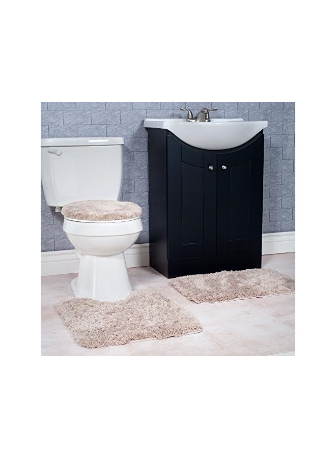 Raxoom Home 3-Piece Super Plush Non-Slip Bath Mat Rug Set, Taupe - Image 2