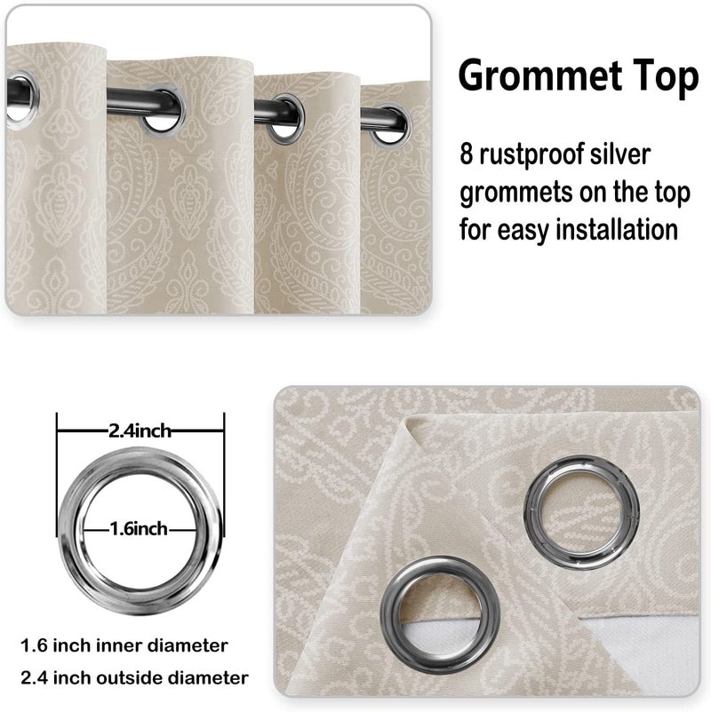 DWCN Ombre Room Darkening Curtains for Living Room - Damask Patterned Thermal Grommet Drapes for Bedroom,Office, 1 Pair Gradient Window Curtain Panels, 36 x 54 Inch Length Long, Taupe - Image 5