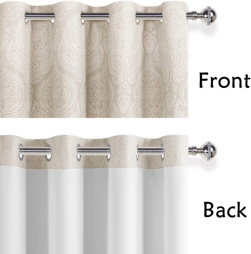 DWCN Ombre Room Darkening Curtains for Living Room - Damask Patterned Thermal Grommet Drapes for Bedroom,Office, 1 Pair Gradient Window Curtain Panels, 36 x 54 Inch Length Long, Taupe - Image 4