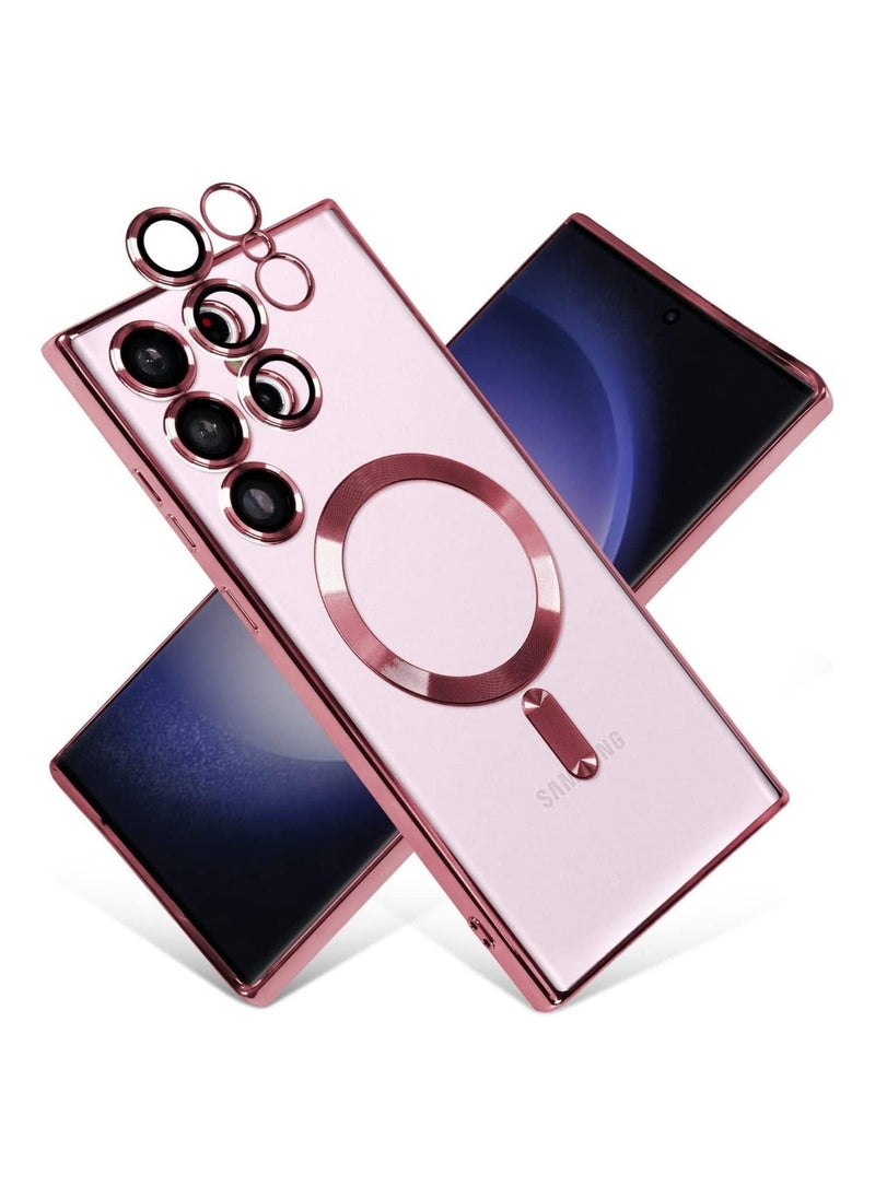 Raxoom Magnetic Clear Case for Samsung Galaxy S23 Ultra with Camera Lens Protector Magsafe Compatible Electroplated Soft TPU Shockproof Anti-Scratch Phone Case - Image 1