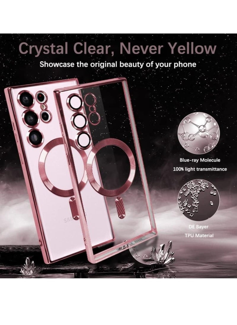Raxoom Magnetic Clear Case for Samsung Galaxy S23 Ultra with Camera Lens Protector Magsafe Compatible Electroplated Soft TPU Shockproof Anti-Scratch Phone Case - Image 3