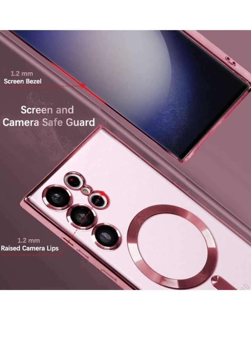 Raxoom Magnetic Clear Case for Samsung Galaxy S23 Ultra with Camera Lens Protector Magsafe Compatible Electroplated Soft TPU Shockproof Anti-Scratch Phone Case - Image 4