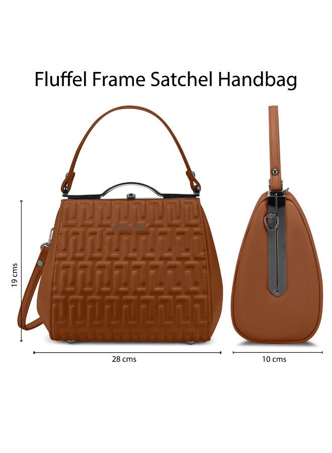 لافي حقيبة ساتشل نسائية فاخرة بإطار منفوش لون تان - Image 4