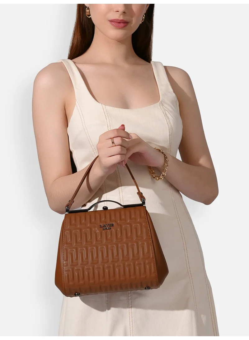 لافي حقيبة ساتشل نسائية فاخرة بإطار منفوش لون تان