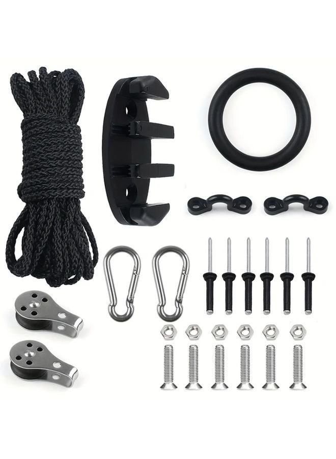 27 قطعة مجموعة ترولي مرساة الكاياك مع حلقيات البكرات، حبال مراسي وإكسسوارات قارب - Image 3