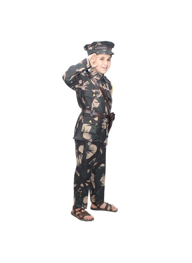 Kaku Fancy Dresses Kaku Fancy Dresses Polyester National Hero Indian Soldier Military Costume -Green, 2-3 Years, For Boys & Girls  - Image 2