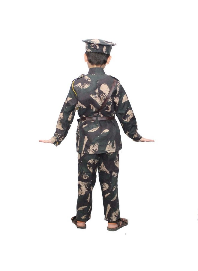 Kaku Fancy Dresses Kaku Fancy Dresses Polyester National Hero Indian Soldier Military Costume -Green, 2-3 Years, For Boys & Girls  - Image 4