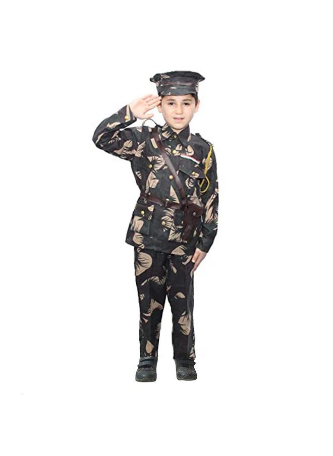 Kaku Fancy Dresses Kaku Fancy Dresses Polyester National Hero Indian Soldier Military Costume -Green, 2-3 Years, For Boys & Girls  - Image 1