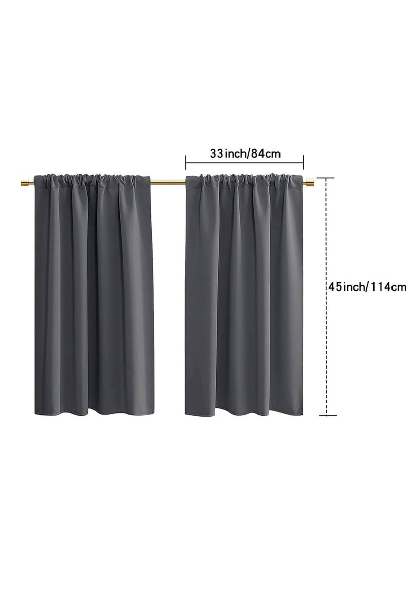 ستائر قصيرة من قطعتين، مقاس 84×114 سم، مناسبة للمطبخ أو المركبات الترفيهية، توفر تعتيمًا كاملًا، مع جيب للعمود، وإضاءة خفيفة.